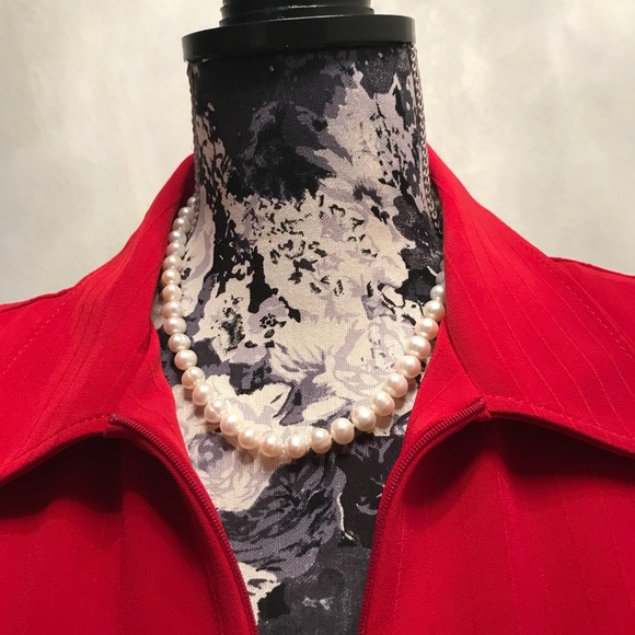 BETINA SPITZ Classic Zip up Red Dress WITH Pearls - Picture 2 of 5